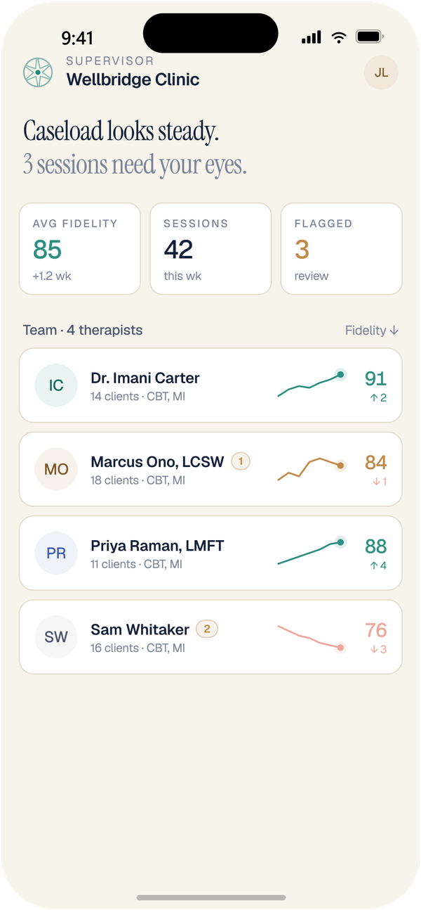 Supervisor dashboard with caseload overview